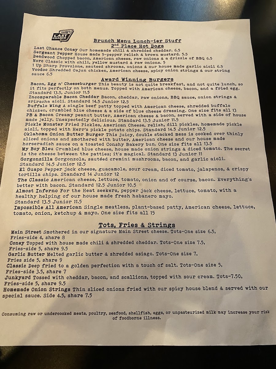 Lucky's Last Chance- Manayunk Menu - Image 5